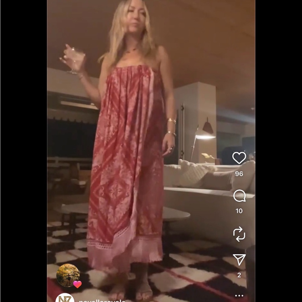 Novella Royale Red Pink Printed Maxi Dress